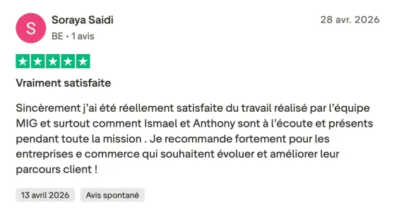 Avis Trustpilot de Soraya Saidi : « Vraiment satisfaite »